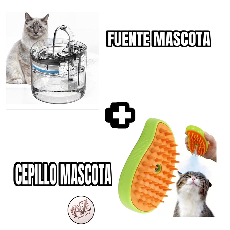 COMBO FUENTE MASCOTA + CEPILLO MASCOTA