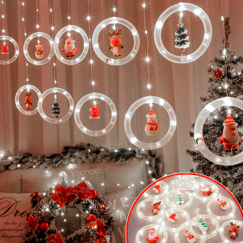 Cortina De Aros Con Figuras Navideñas