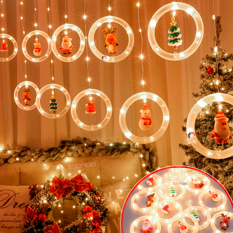 Cortina De Aros Con Figuras Navideñas