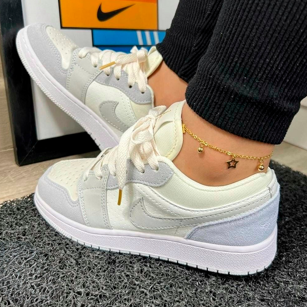 Nike Air Jordan Low 1 Blanco Gris Dama